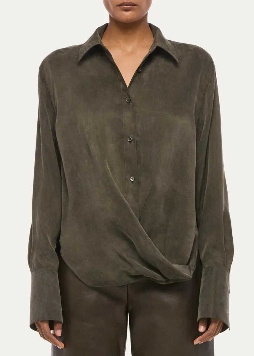 Helmut Lang High-Low Hem Draped Shirt | Thumbnail 4 Helmut Lang High-Low Hem Draped Shirt | Thumbnail 4