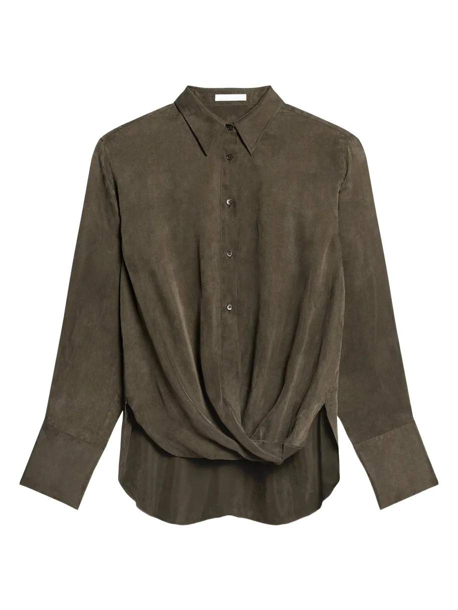 High-Low Hem Draped Shirt High-Low Hem Draped Shirt