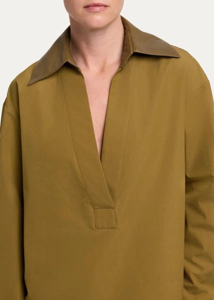 TWP A Case Of You Cotton-Leather Blouse | Thumbnail 5 TWP A Case Of You Cotton-Leather Blouse | Thumbnail 5