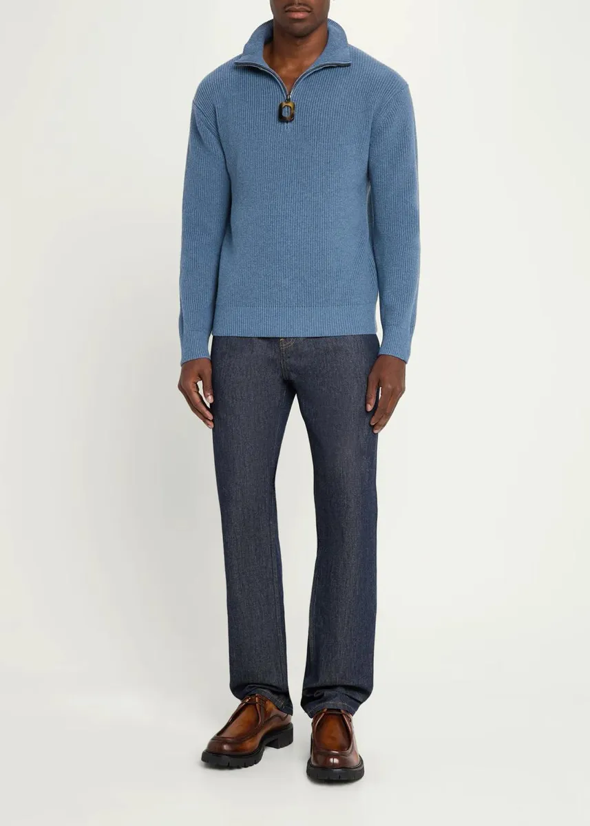 JW Anderson Men's Wool and Cotton Rib Half-Zip Sweater | Thumbnail 2
