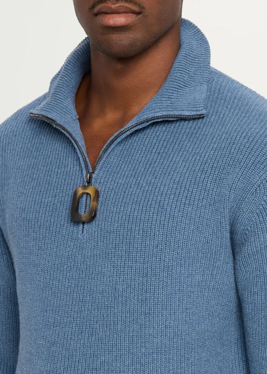 JW Anderson Men's Wool and Cotton Rib Half-Zip Sweater | Thumbnail 5