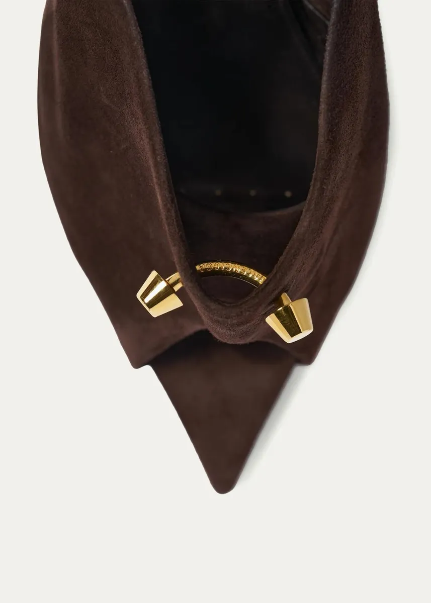 Balenciaga 95mm Suede Peep-Toe Mules | Thumbnail 3 Balenciaga 95mm Suede Peep-Toe Mules | Thumbnail 3