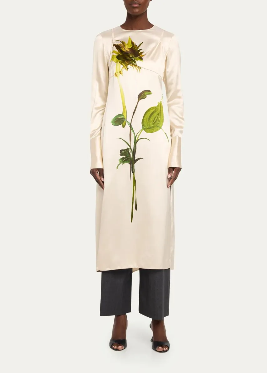Monse Deconstruction Layered Sunflower Printed Silk Dress | Thumbnail 2 Monse Deconstruction Layered Sunflower Printed Silk Dress | Thumbnail 2
