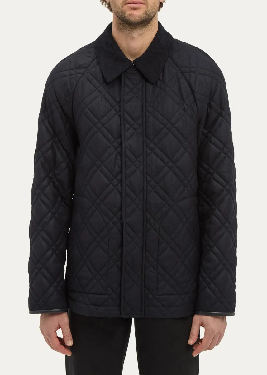 Gabriela Hearst Men's Clarence Wool-Cashmere Quilted Barn Jacket | Thumbnail 2