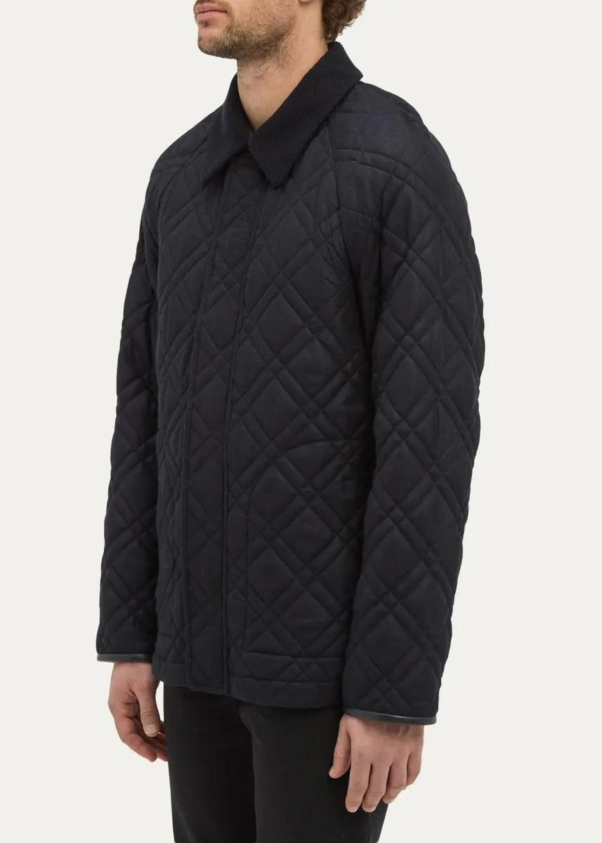 Gabriela Hearst Men's Clarence Wool-Cashmere Quilted Barn Jacket | Thumbnail 4