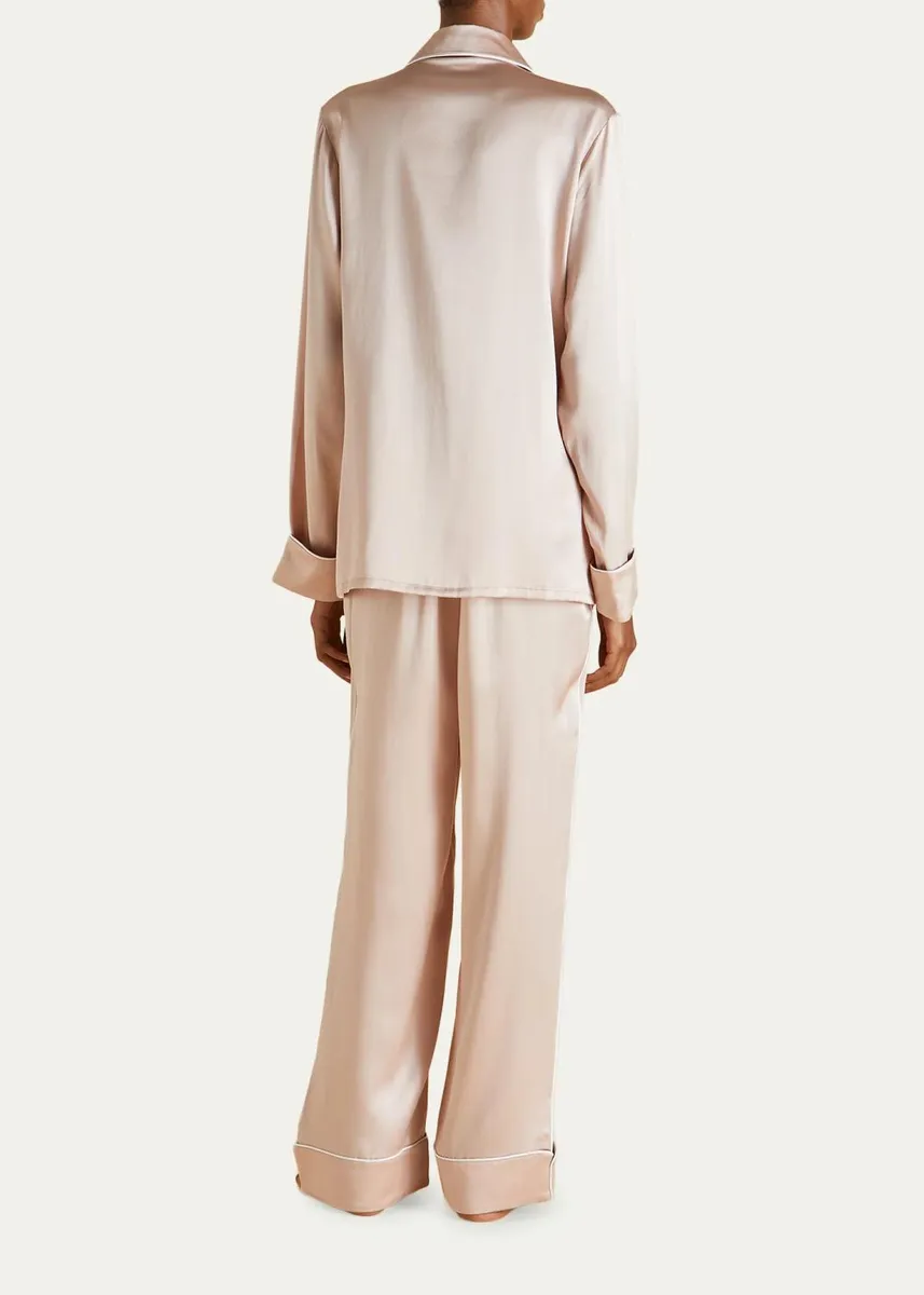 Olivia von Halle Coco Straight-Leg Silk Satin Pajama Set | Thumbnail 3