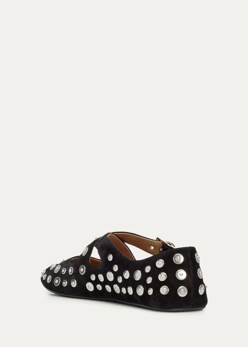 ALAÏA Grommet Suede Crisscross Ballerina Flats | Thumbnail 4 ALAÏA Grommet Suede Crisscross Ballerina Flats | Thumbnail 4