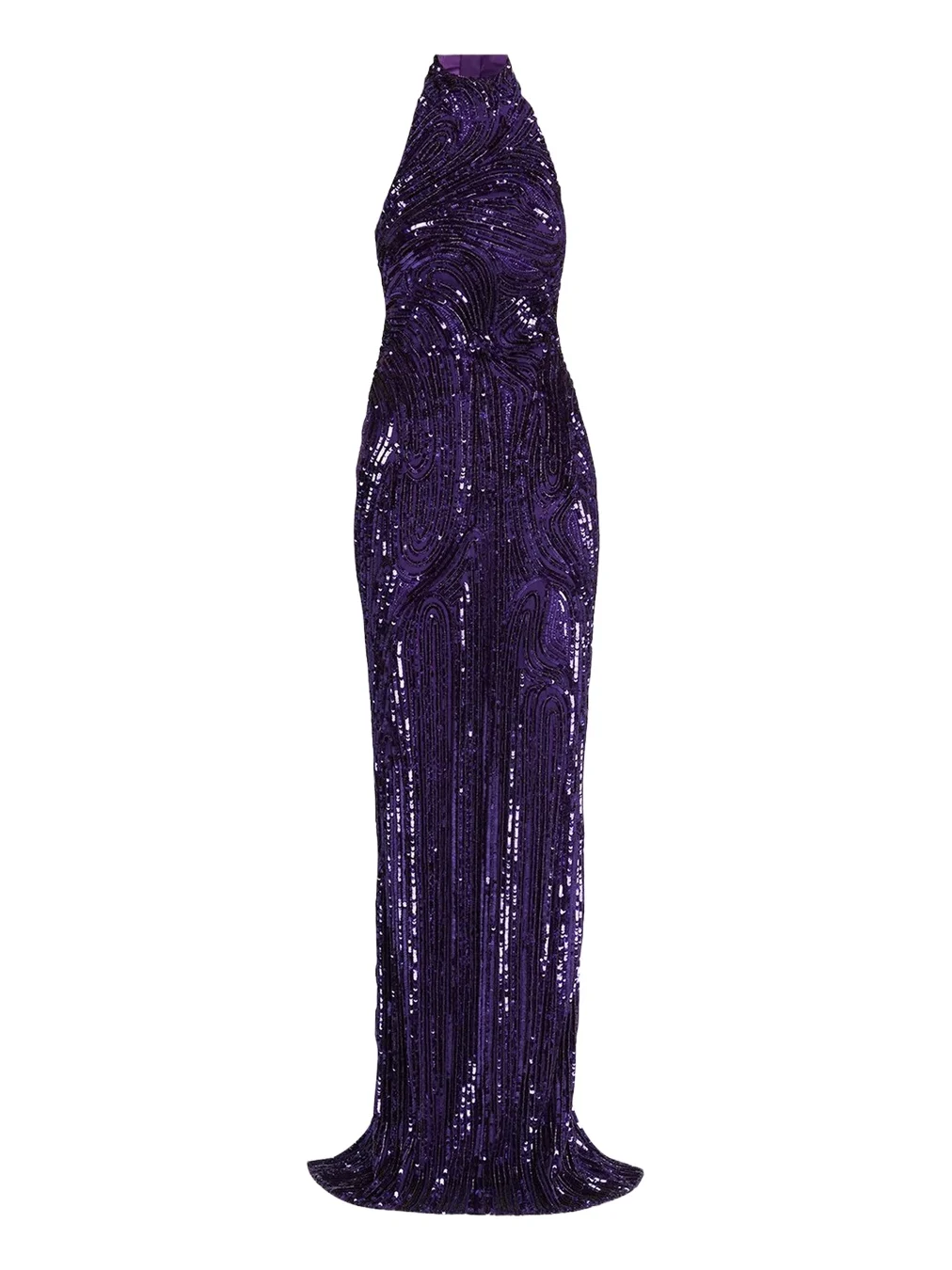 Wave Beaded Halter Column Gown Wave Beaded Halter Column Gown