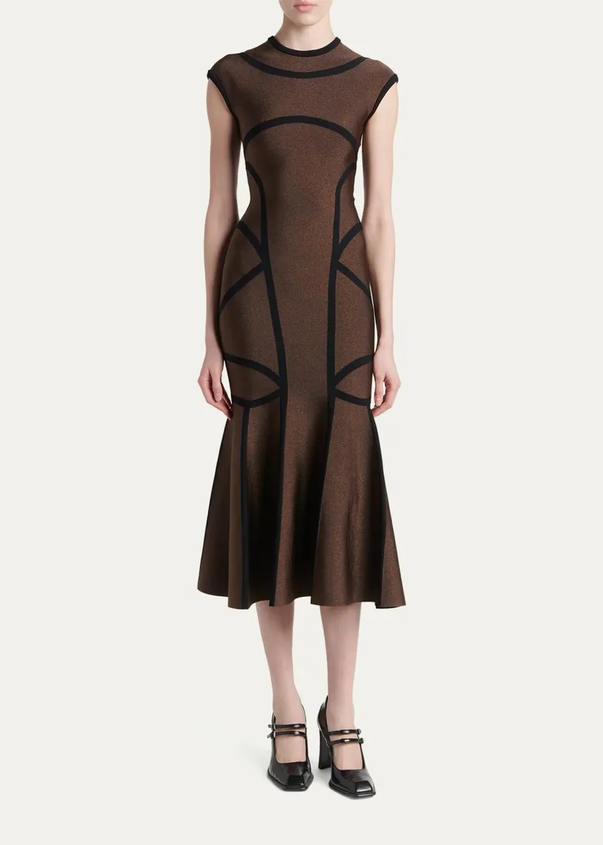 Alexander McQueen Geometric Trumpet Midi Dress | Thumbnail 2