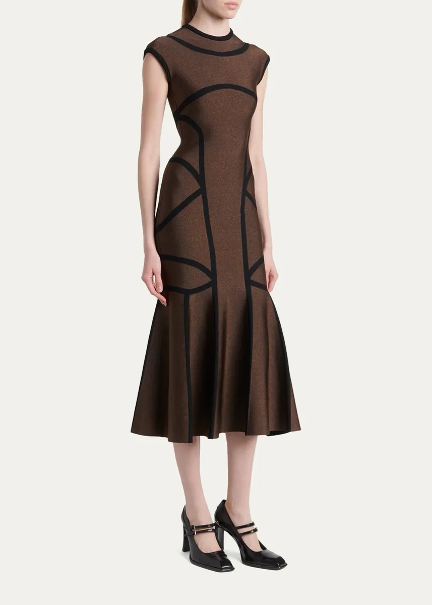 Alexander McQueen Geometric Trumpet Midi Dress | Thumbnail 4