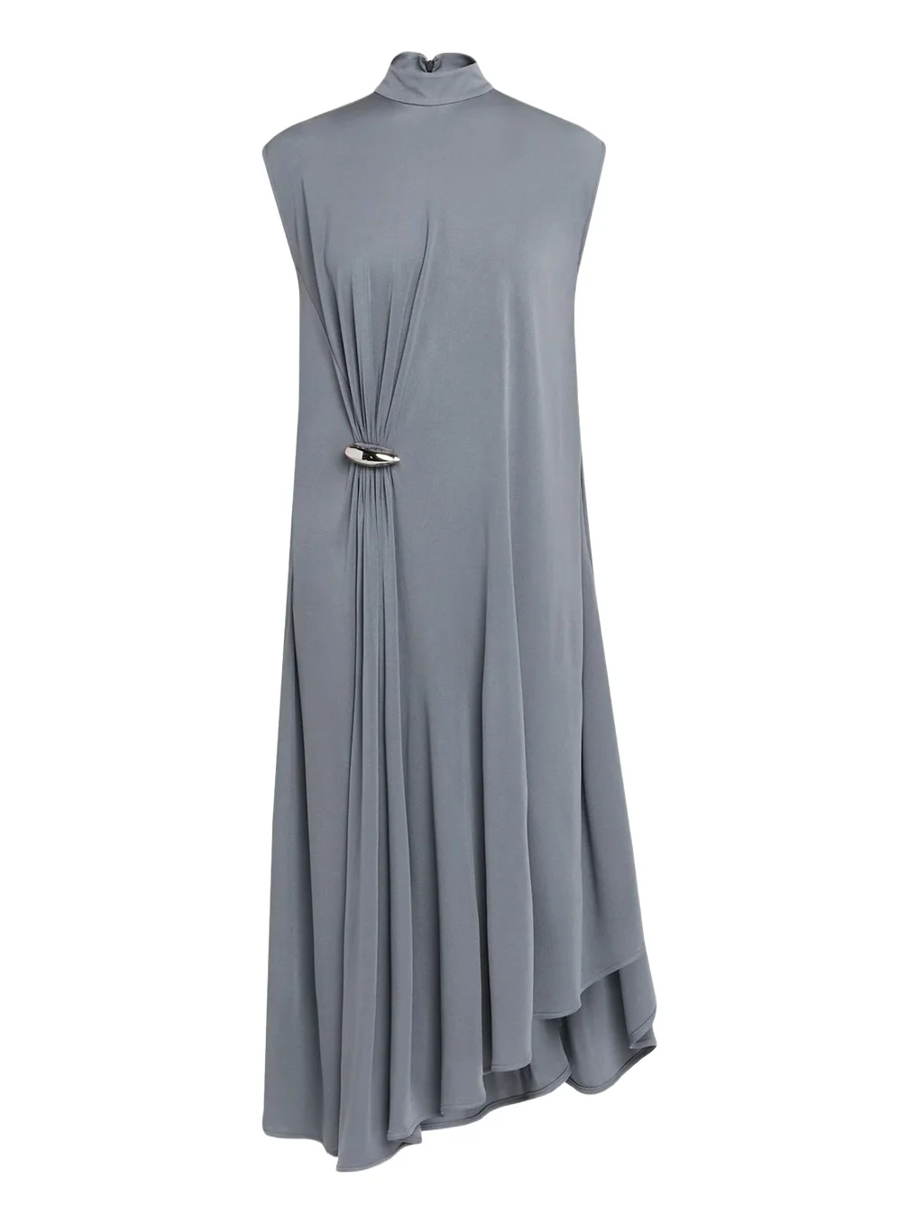Bottega Veneta Jersey Crêpe Brooch Asymmetric Midi Dress