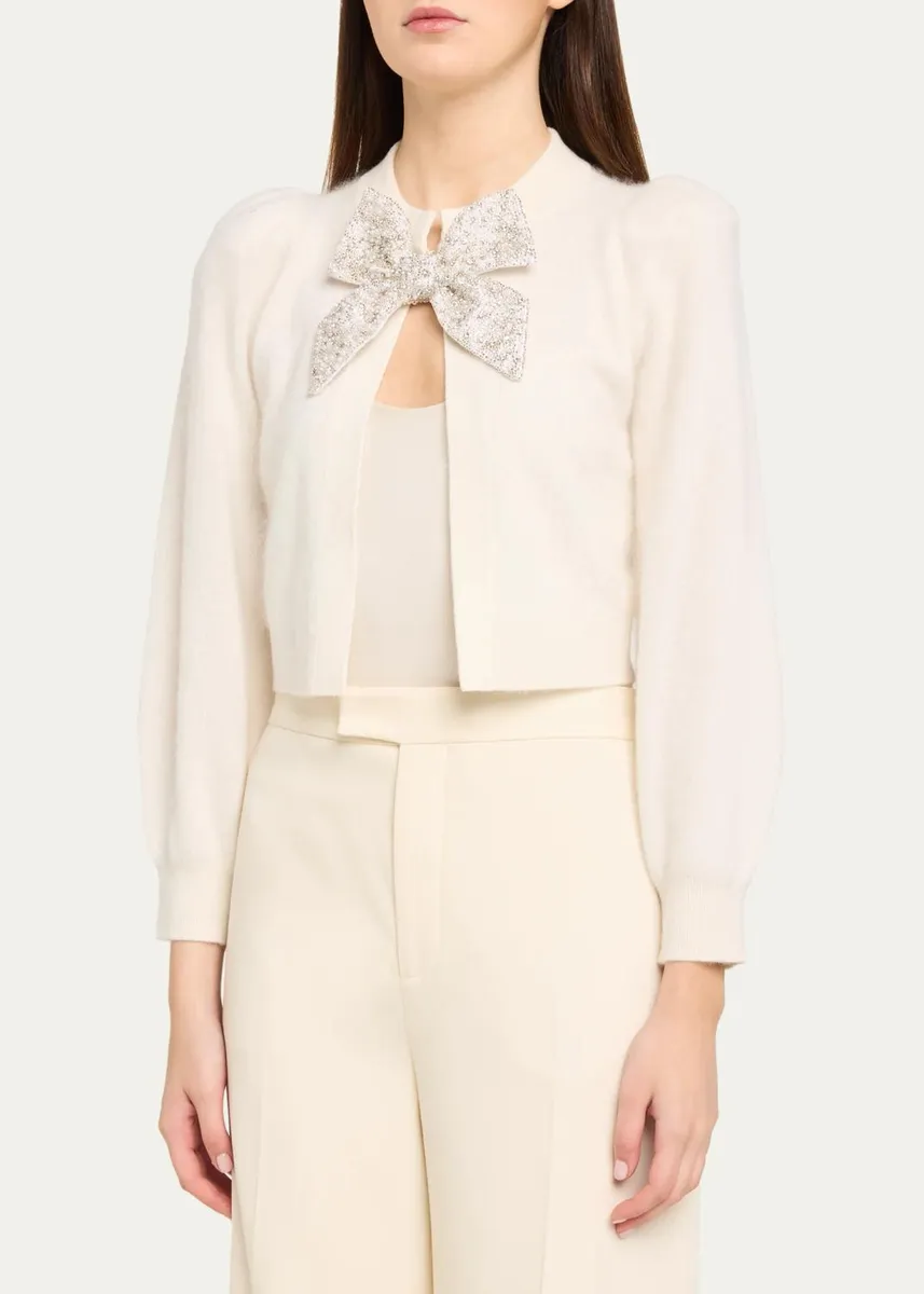 Alice + Olivia Kitty Puff-Sleeve Cardigan | Thumbnail 4
