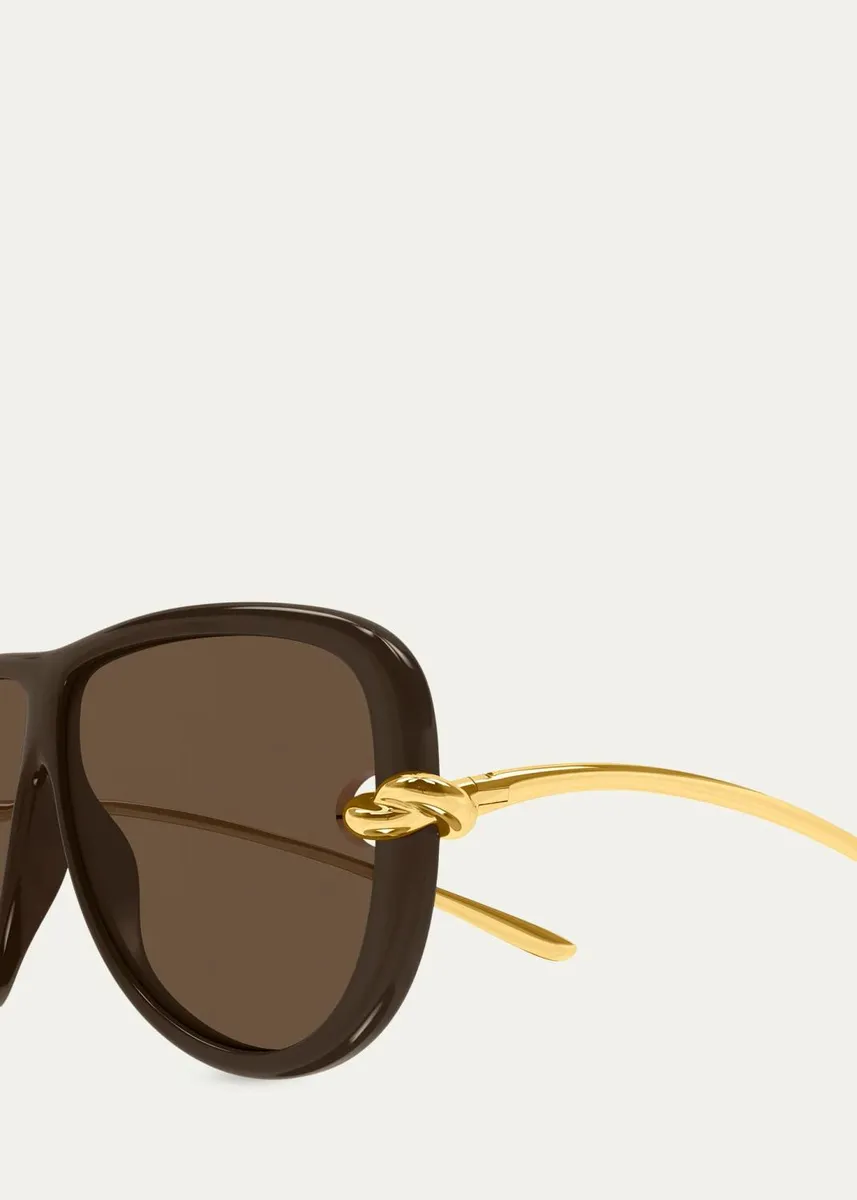 Bottega Veneta Knot 61MM Aviator Sunglasses | Thumbnail 3