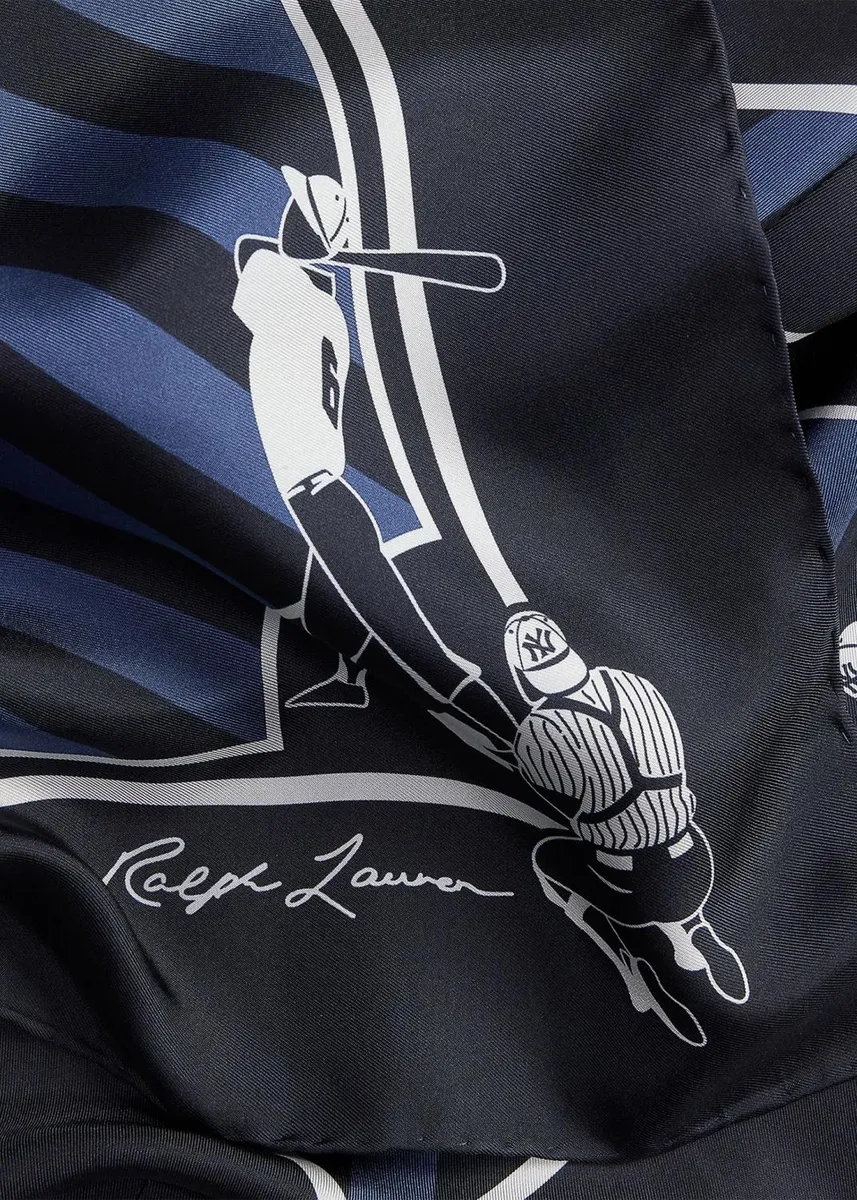 Ralph Lauren Purple Label Men's Ralph Lauren Yankees Silk Square Scarf | Thumbnail 4 Ralph Lauren Purple Label Men's Ralph Lauren Yankees Silk Square Scarf | Thumbnail 4