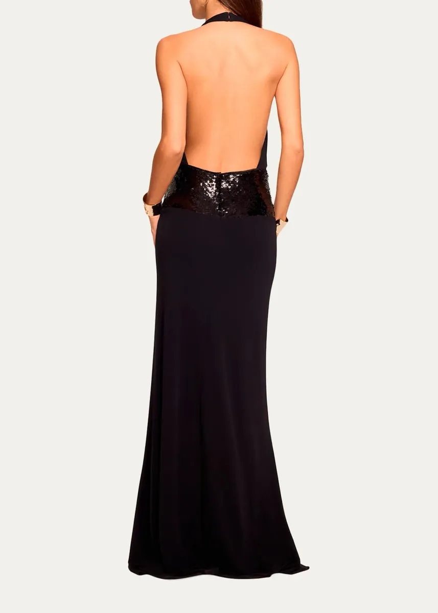 Ramy Brook Theresa Sequined Halter Gown | Thumbnail 3