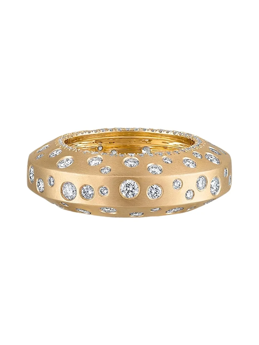 Tour 18K Yellow Gold Diamond Ecrou Satin Ring