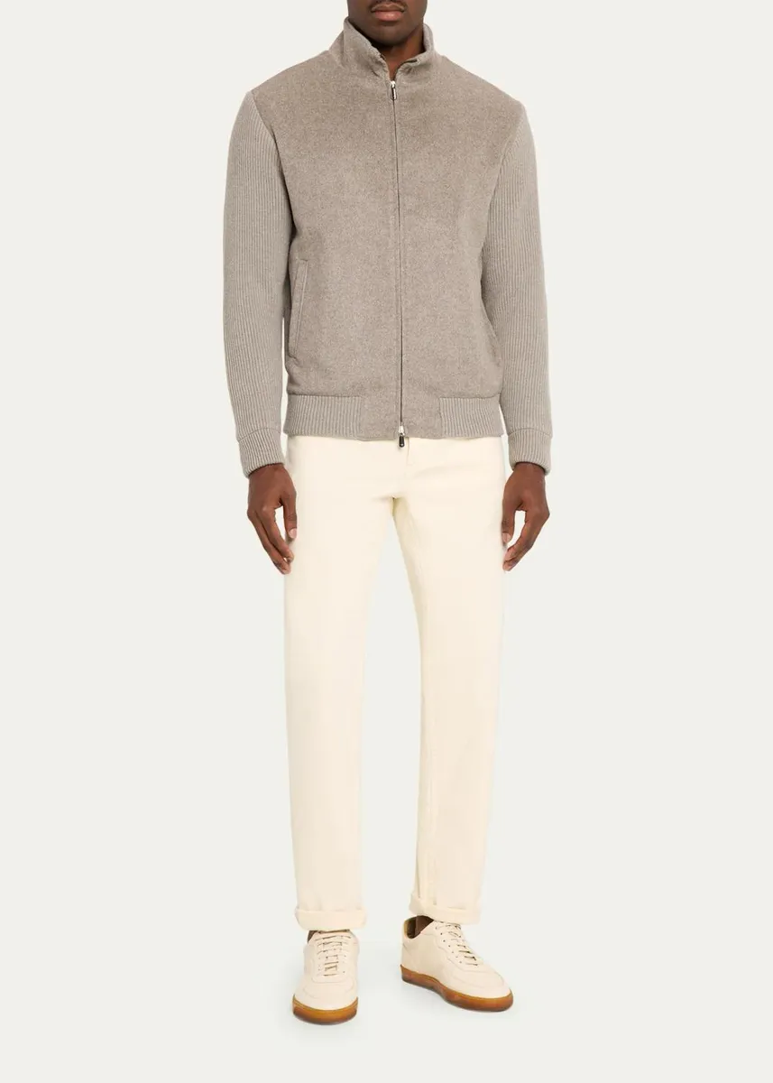Cesare Attolini Men's Cashmere Hybrid Bomber Jacket | Thumbnail 2 Cesare Attolini Men's Cashmere Hybrid Bomber Jacket | Thumbnail 2