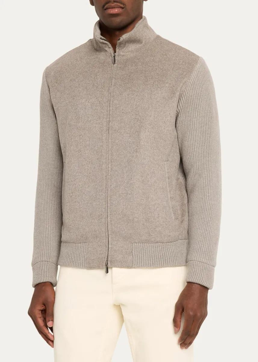 Cesare Attolini Men's Cashmere Hybrid Bomber Jacket | Thumbnail 4 Cesare Attolini Men's Cashmere Hybrid Bomber Jacket | Thumbnail 4