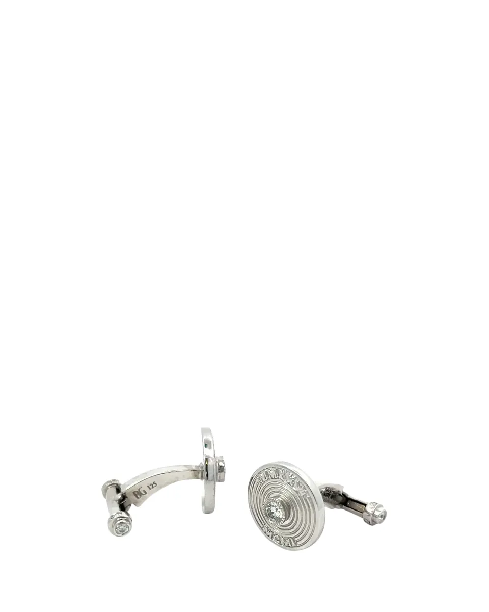 Lois Sasson Design Men's Platinum & Diamond Circular Cufflinks | Thumbnail 2