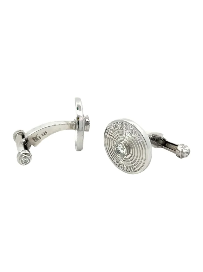 Men's Platinum & Diamond Circular Cufflinks