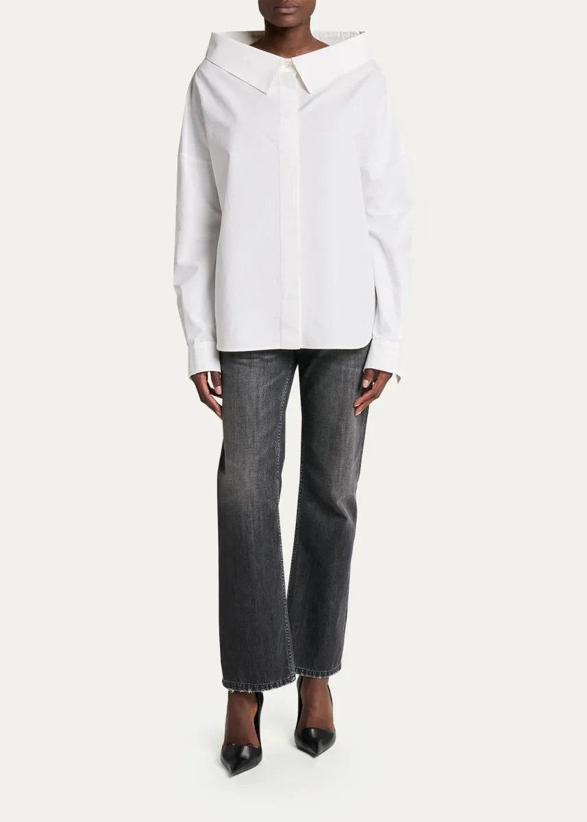 Balenciaga Stola Oversized-Collar Poplin Shirt | Thumbnail 2 Balenciaga Stola Oversized-Collar Poplin Shirt | Thumbnail 2