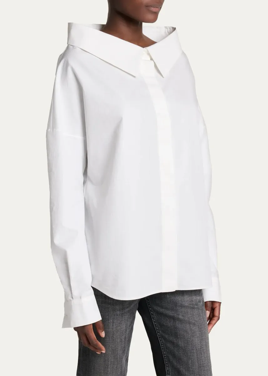 Balenciaga Stola Oversized-Collar Poplin Shirt | Thumbnail 4 Balenciaga Stola Oversized-Collar Poplin Shirt | Thumbnail 4