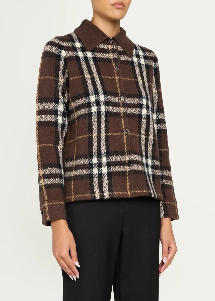 Burberry Claudina Check Cashmere-Blend Overshirt | Thumbnail 4