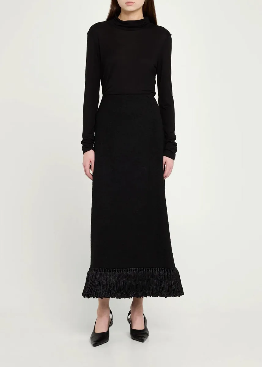 Heirlome Matilde Tassel Fringe Wool Column Skirt | Thumbnail 2