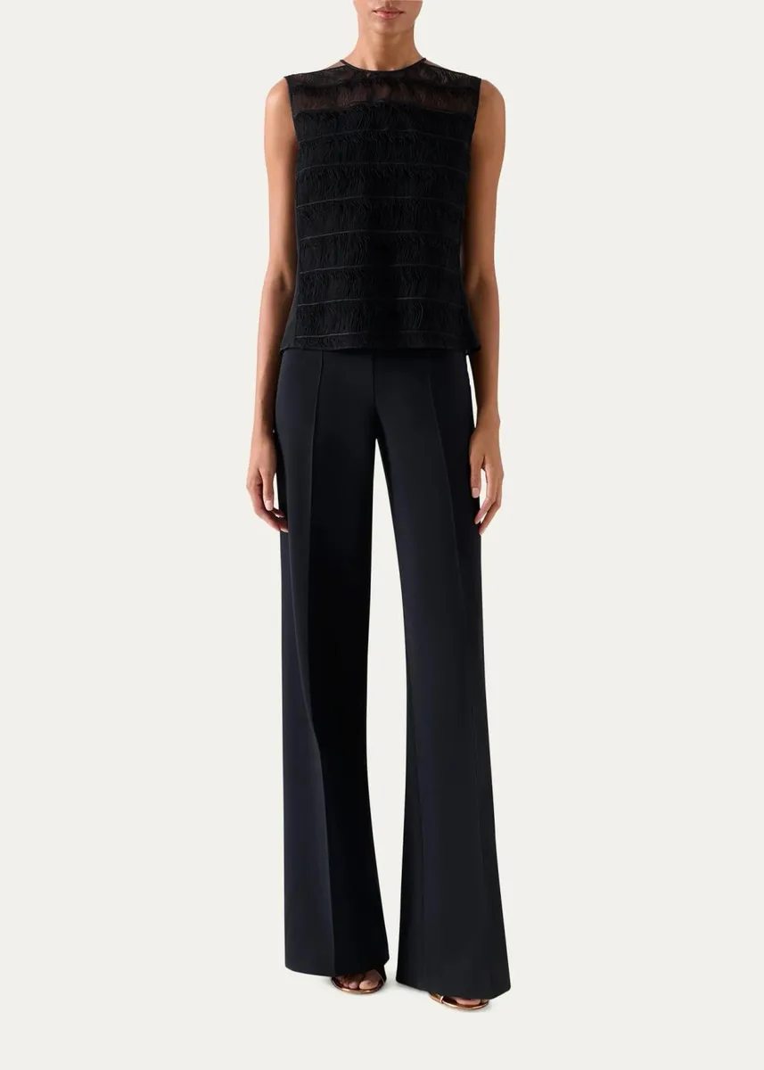Akris Fringed Tulle And Silk Georgette Sleeveless Top | Thumbnail 2 Akris Fringed Tulle And Silk Georgette Sleeveless Top | Thumbnail 2