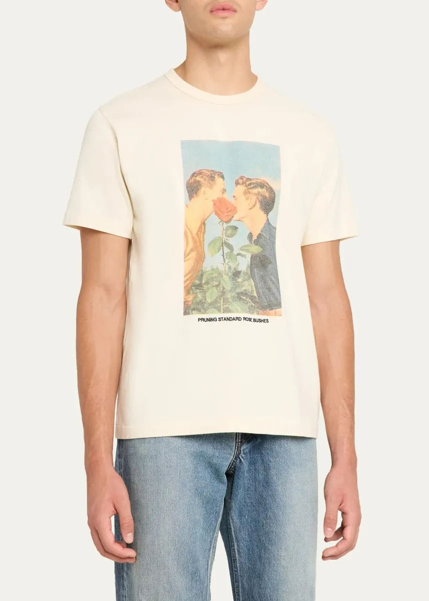 JW Anderson Men's Kissing Graphic Cotton T-Shirt | Thumbnail 4