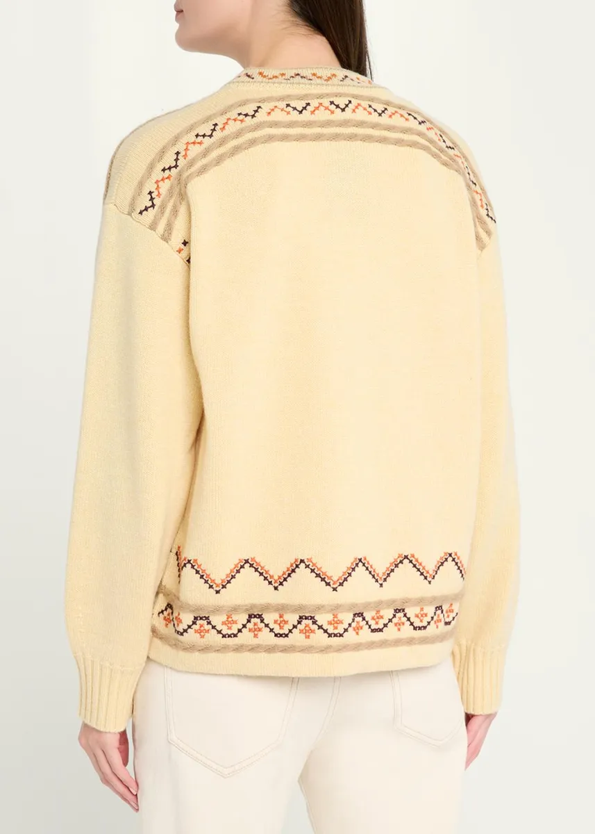 Guest In Residence Fisherman Embroidered Cashmere-Wool Henley Sweater | Thumbnail 3