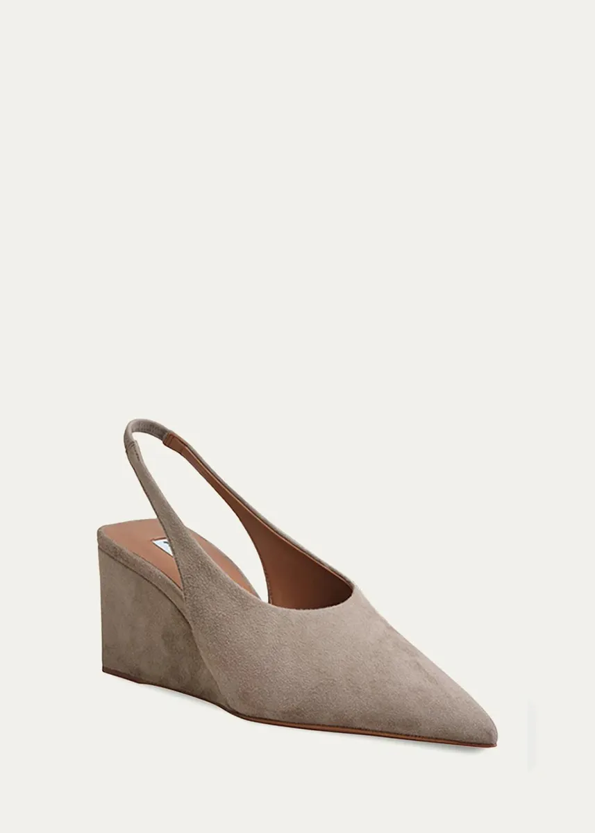 ALAÏA 75mm Cube Suede Slingback Pumps | Thumbnail 2 ALAÏA 75mm Cube Suede Slingback Pumps | Thumbnail 2