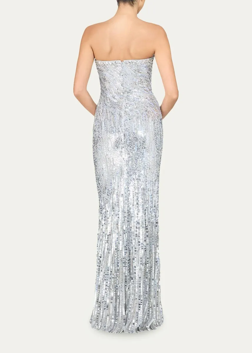 Jenny Packham Helix Sequined Strapless Gown | Thumbnail 3 Jenny Packham Helix Sequined Strapless Gown | Thumbnail 3