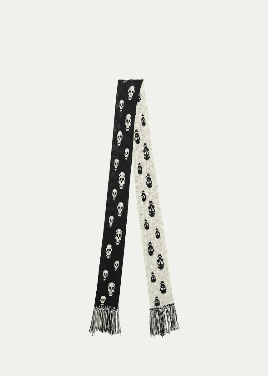 Alexander McQueen Skull Knit Cotton Tricot Scarf | Thumbnail 2 Alexander McQueen Skull Knit Cotton Tricot Scarf | Thumbnail 2