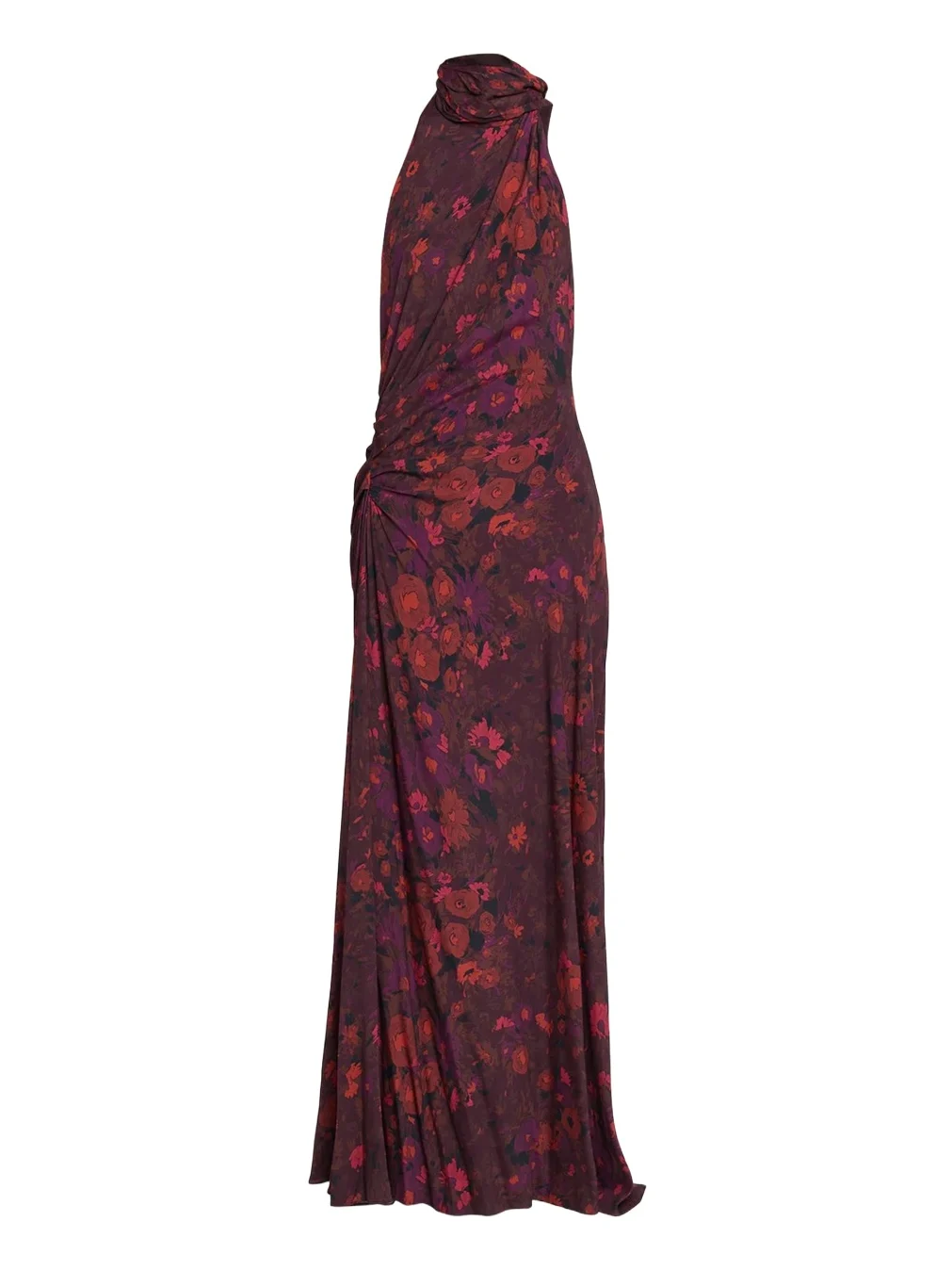 Scarlett Floral Gathered Scarf Halter Gown