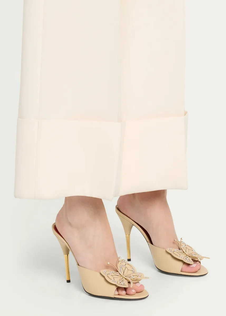 Valentino Garavani 105mm Flutterby Embellished Leather Slide Sandals | Thumbnail 2
