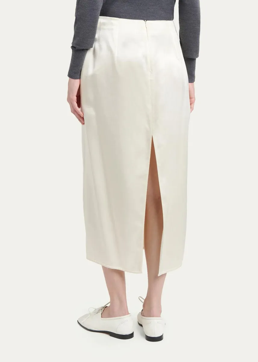 Bottega Veneta V-Waist Satin Midi Skirt | Thumbnail 3