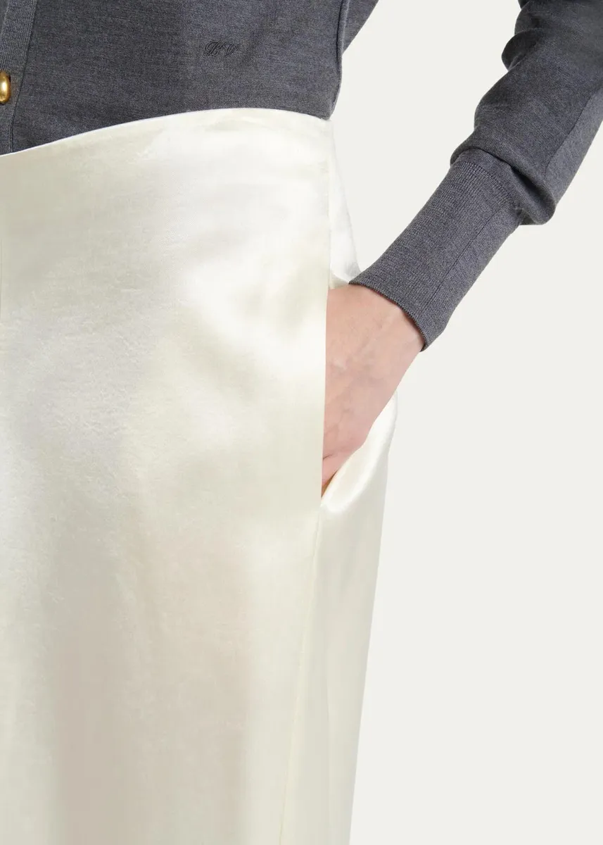 Bottega Veneta V-Waist Satin Midi Skirt | Thumbnail 5