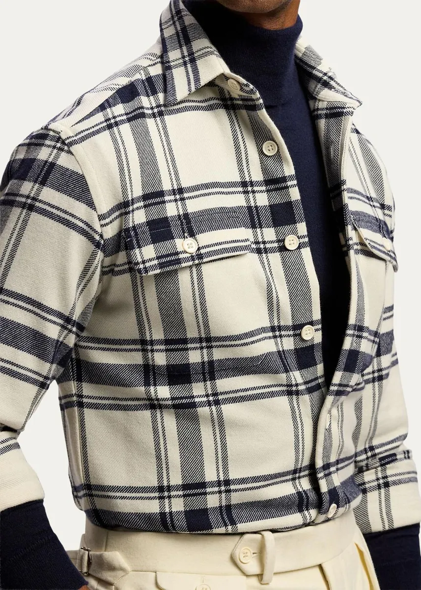 Ralph Lauren Purple Label Men's Plaid Cashmere-Cotton Shirt | Thumbnail 5 Ralph Lauren Purple Label Men's Plaid Cashmere-Cotton Shirt | Thumbnail 5