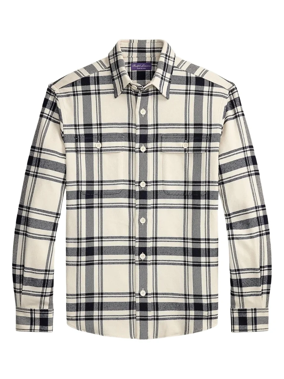 Ralph Lauren Purple Label Men's Plaid Cashmere-Cotton Shirt