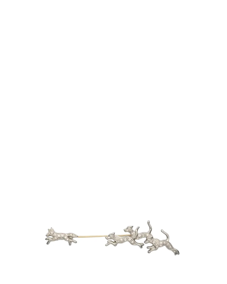 Lois Sasson Design Men's 14K White Gold, Platinum & Diamond Fox-Hunting Lapel Pin | Thumbnail 2