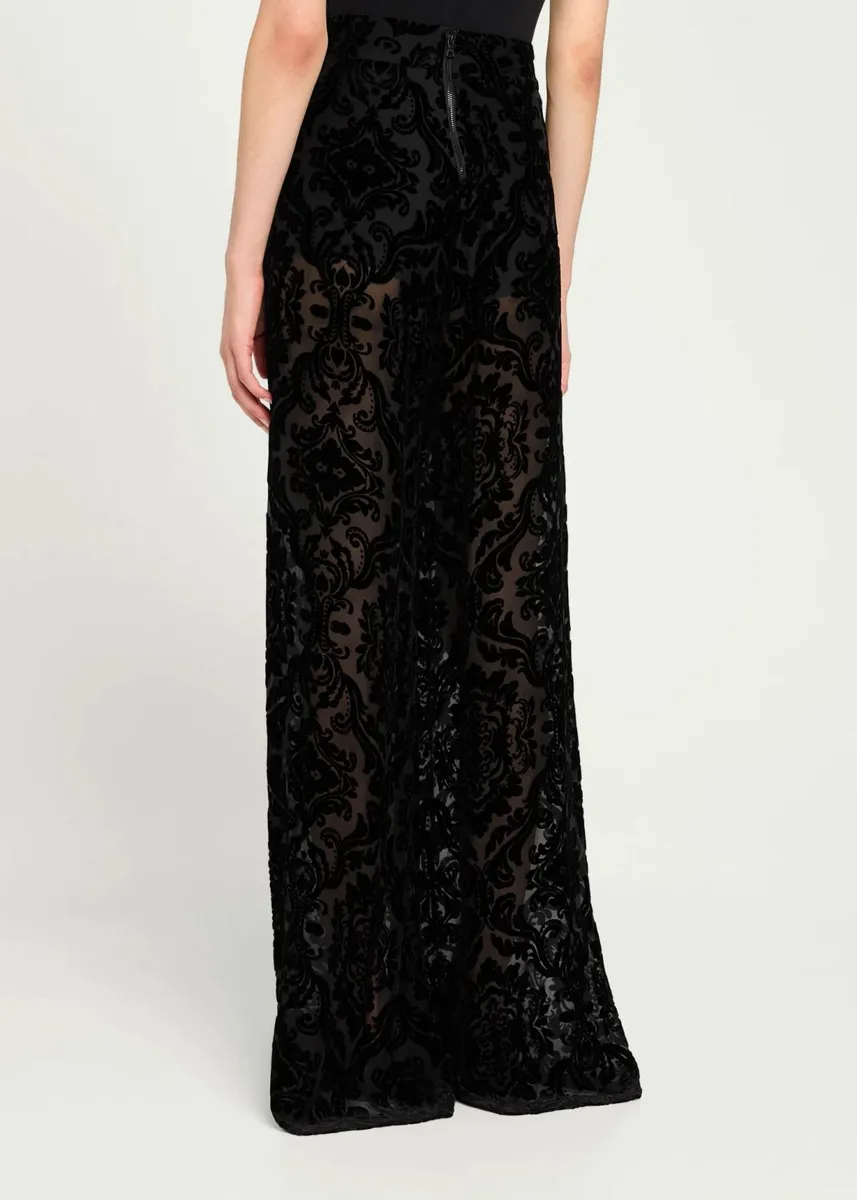 Alice + Olivia Athena Damask Velvet Burnout Wide-Leg Pants | Thumbnail 3