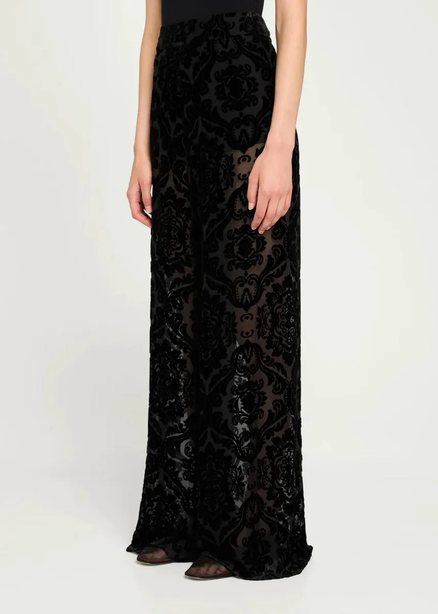 Alice + Olivia Athena Damask Velvet Burnout Wide-Leg Pants | Thumbnail 4