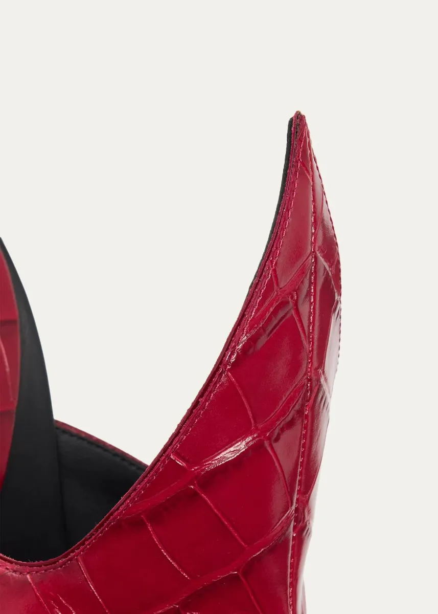 ALAÏA 100mm Court Croc-Embossed Leather Mules | Thumbnail 5