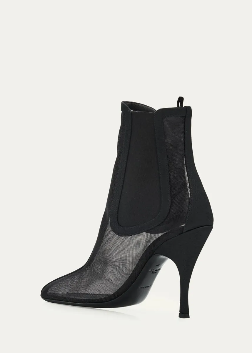 ALAÏA 100mm Mesh Chelsea Ankle Boots | Thumbnail 4