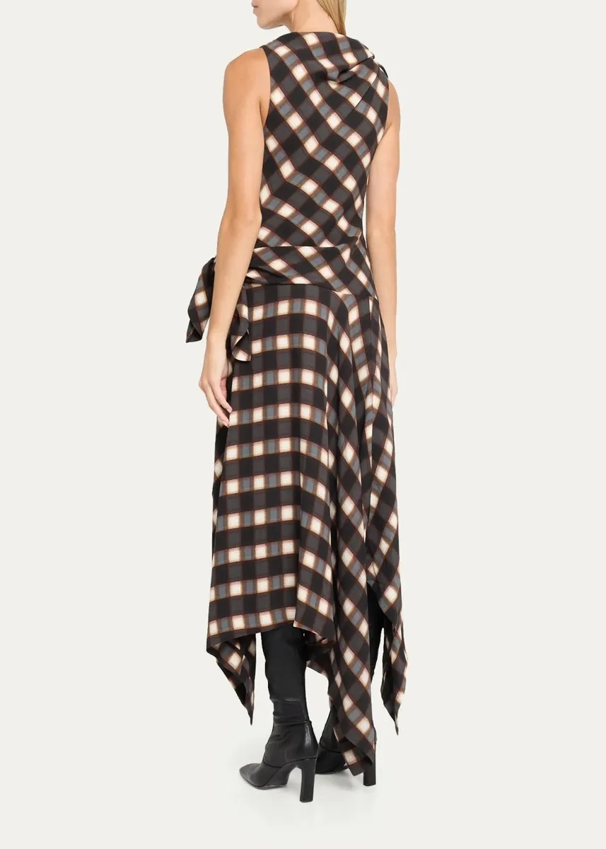 Monse Knotted Plaid Silk Midi Dress | Thumbnail 3