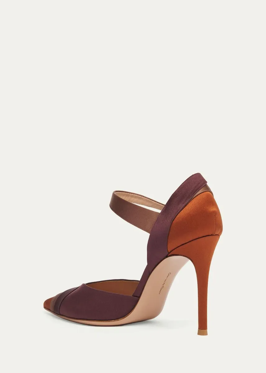 Gianvito Rossi 95mm Colorblocked Crepe Satin Ankle-Strap Pumps | Thumbnail 4 Gianvito Rossi 95mm Colorblocked Crepe Satin Ankle-Strap Pumps | Thumbnail 4