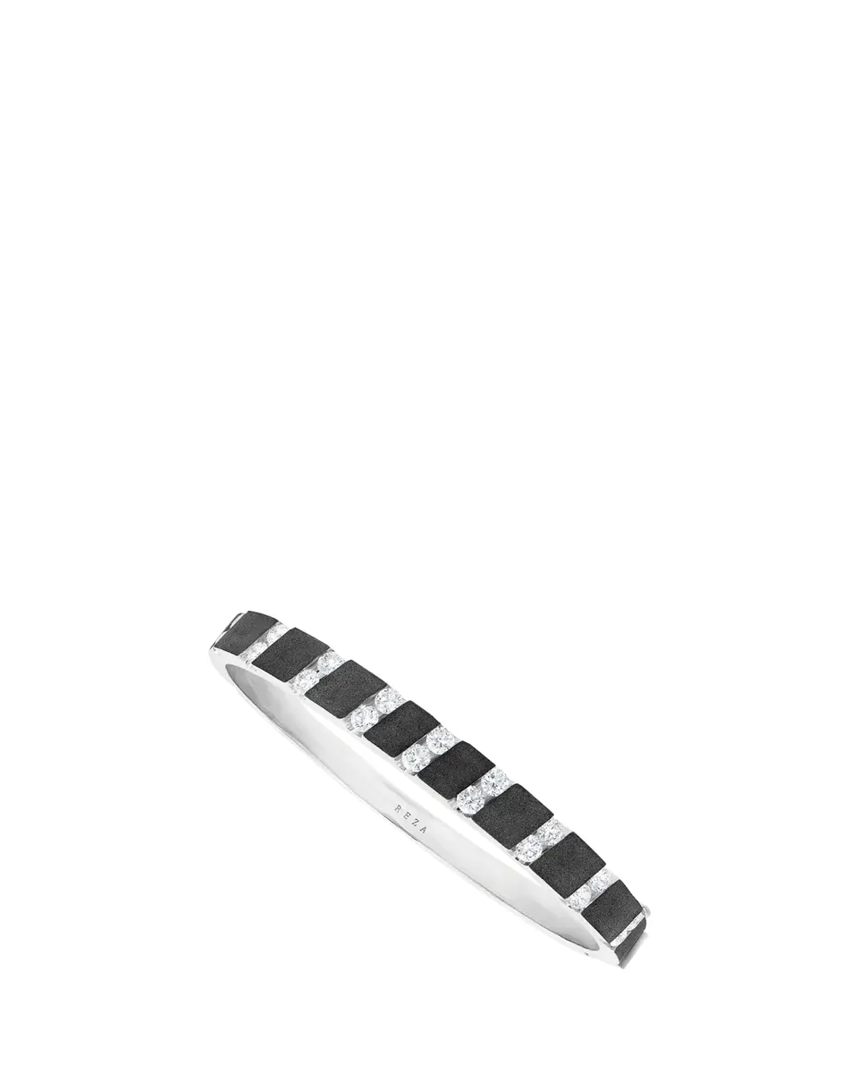 Reza Nexus Blackened and 18K White Gold Alternating Diamond Bangle | Thumbnail 2 Reza Nexus Blackened and 18K White Gold Alternating Diamond Bangle | Thumbnail 2