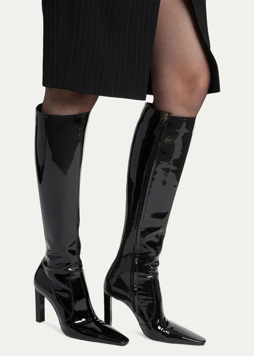 Saint Laurent Francoise Patent Leather Knee-High Boots | Thumbnail 2