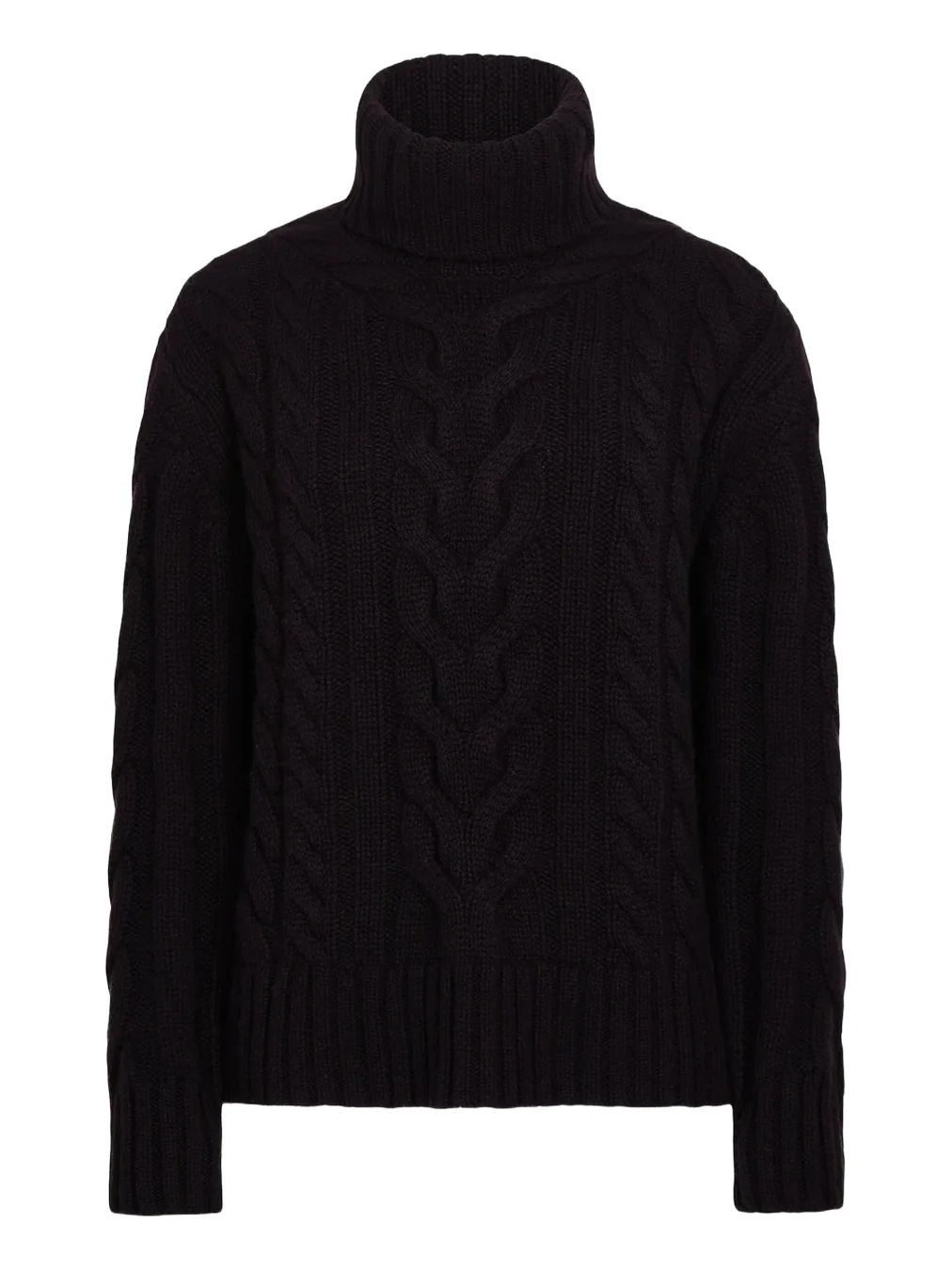 Cashmere Turtleneck Cable-Knit Sweater